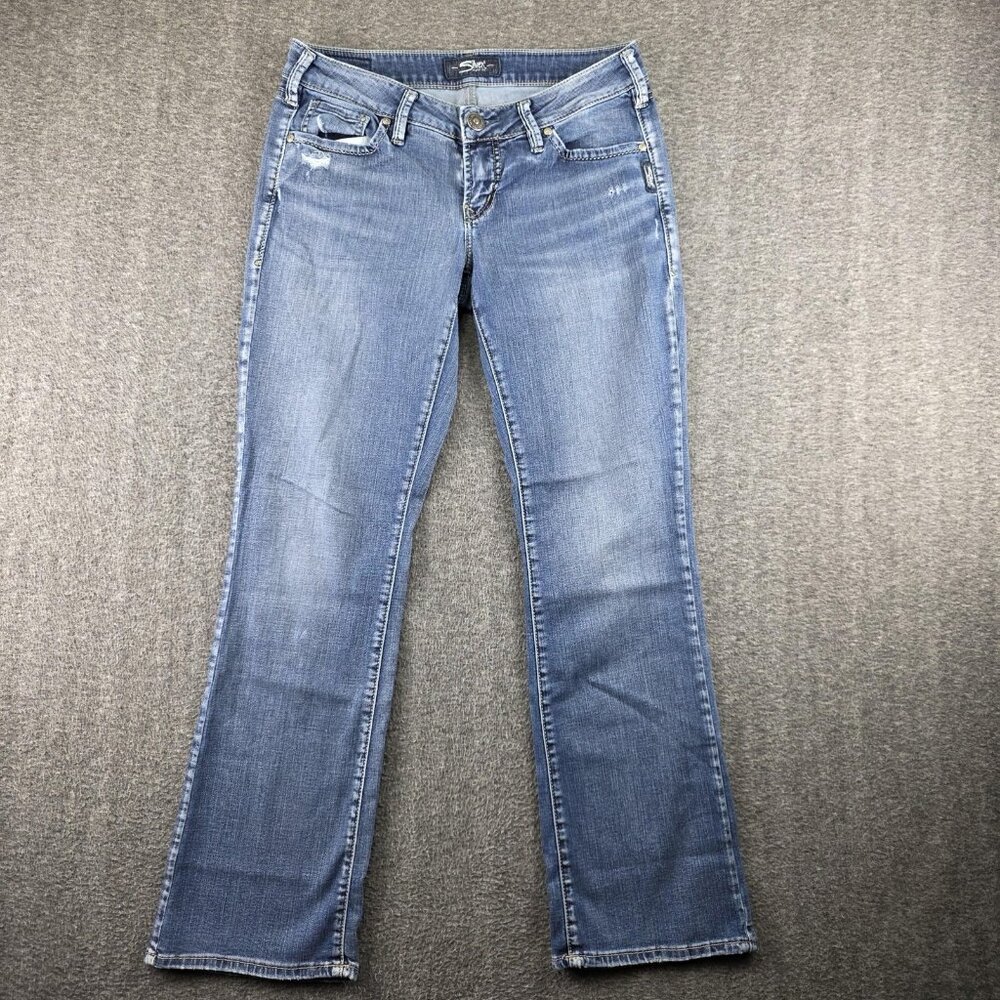 Silver Jeans Co Berkley Slim Boot Jeans Womens 29x31 Blue Low Rise Stretch Denim